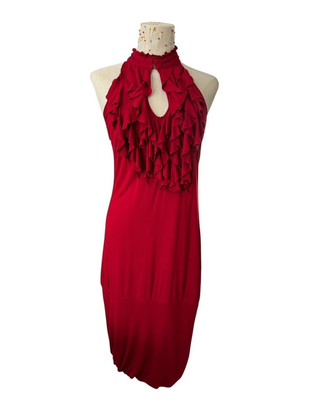 Strawberry | Vintage Y2K Red Ruffle Banded Drop-Waist Mini Dress, Size L